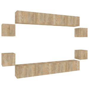 vidaXL 8-Piece TV Cabinet Set Sonoma Oak Engineered Wood