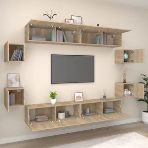 vidaXL 8-Piece TV Cabinet Set Sonoma Oak Engineered Wood