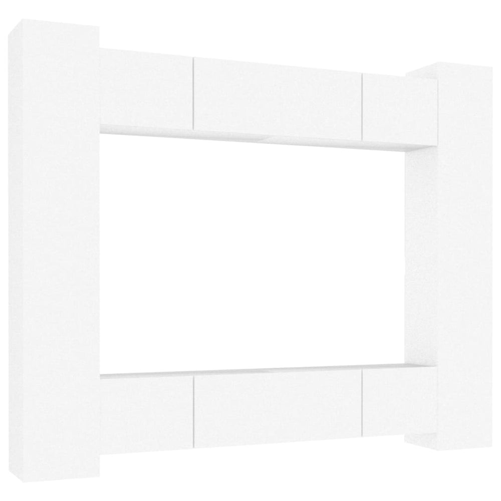 vidaXL 8-Piece TV Cabinet Set White Engineered Wood