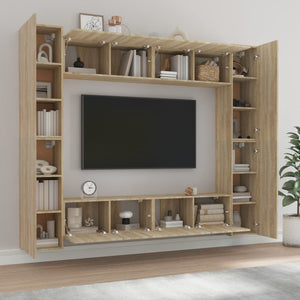 vidaXL 8-Piece TV Cabinet Set Sonoma Oak Engineered Wood