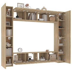 vidaXL 8-Piece TV Cabinet Set Sonoma Oak Engineered Wood