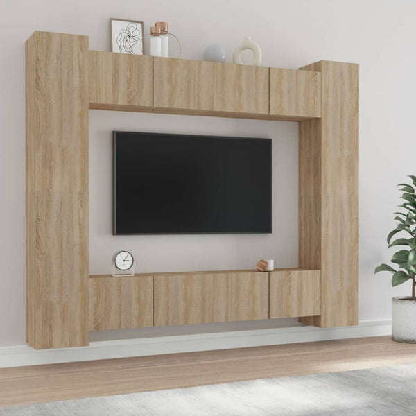 vidaXL 8-Piece TV Cabinet Set Sonoma Oak Engineered Wood