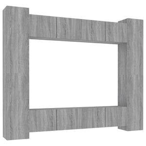 vidaXL 8-Piece TV Cabinet Set Grey Sonoma Engineered Wood