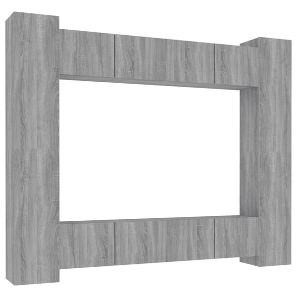 vidaXL 8-Piece TV Cabinet Set Grey Sonoma Engineered Wood