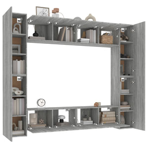 vidaXL 8-Piece TV Cabinet Set Grey Sonoma Engineered Wood