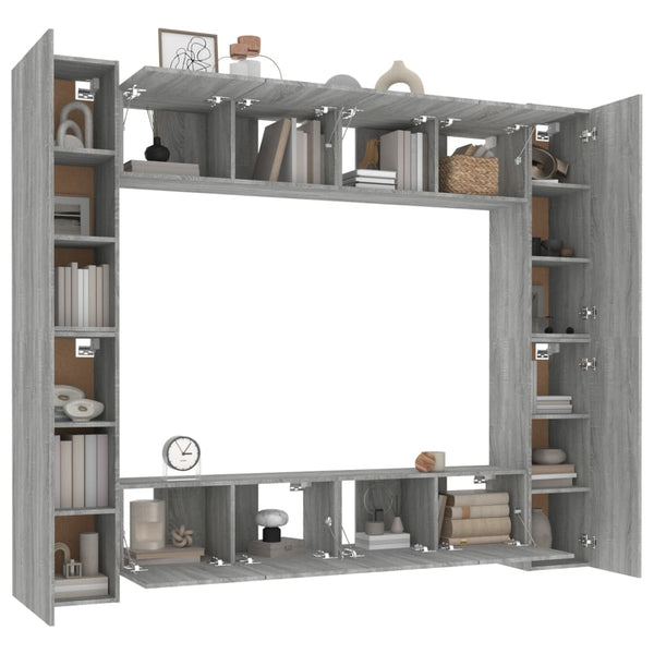vidaXL 8-Piece TV Cabinet Set Grey Sonoma Engineered Wood