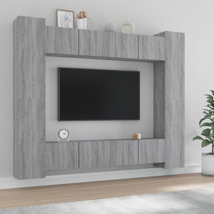 vidaXL 8-Piece TV Cabinet Set Grey Sonoma Engineered Wood