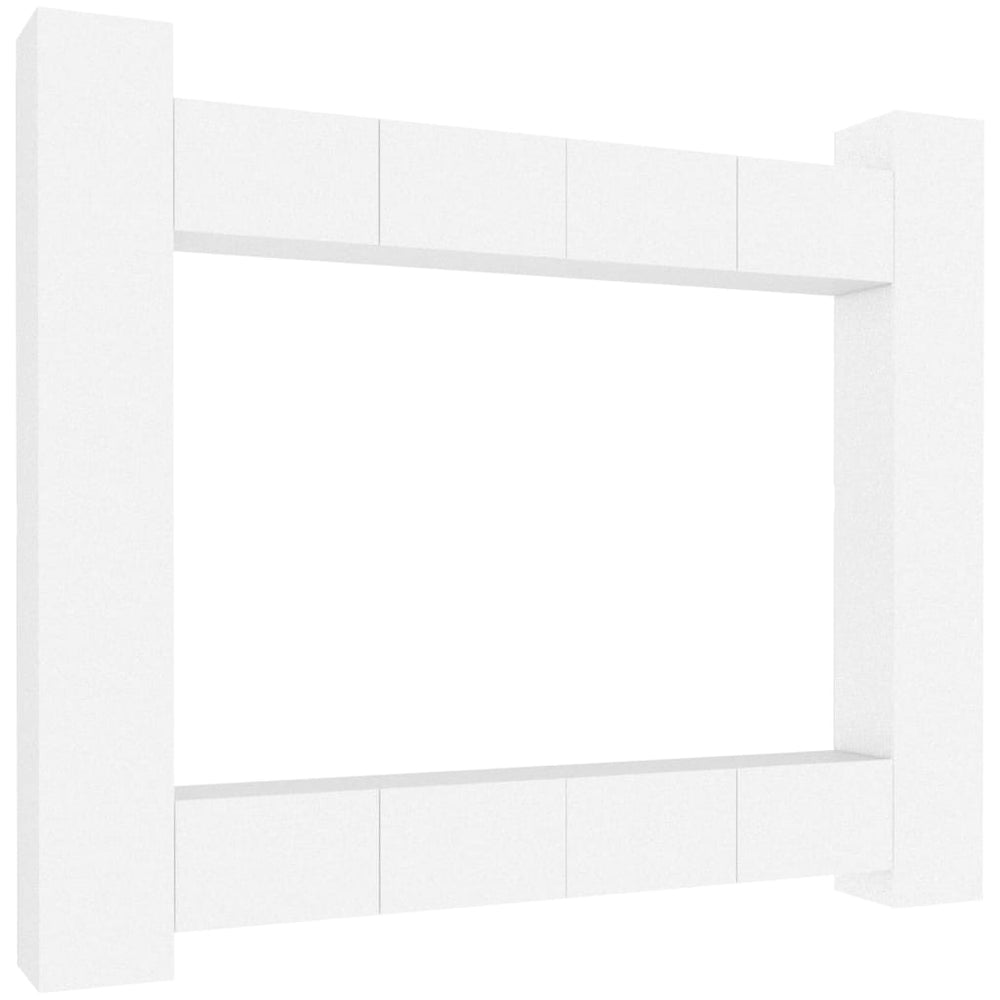 vidaXL 8-Piece TV Cabinet Set White Engineered Wood