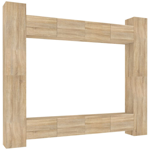 vidaXL 8-Piece TV Cabinet Set Sonoma Oak Engineered Wood