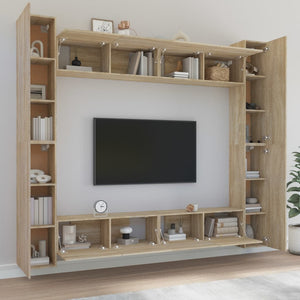 vidaXL 8-Piece TV Cabinet Set Sonoma Oak Engineered Wood