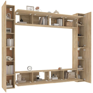 vidaXL 8-Piece TV Cabinet Set Sonoma Oak Engineered Wood
