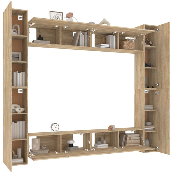 vidaXL 8-Piece TV Cabinet Set Sonoma Oak Engineered Wood