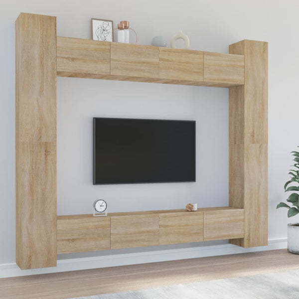 vidaXL 8-Piece TV Cabinet Set Sonoma Oak Engineered Wood