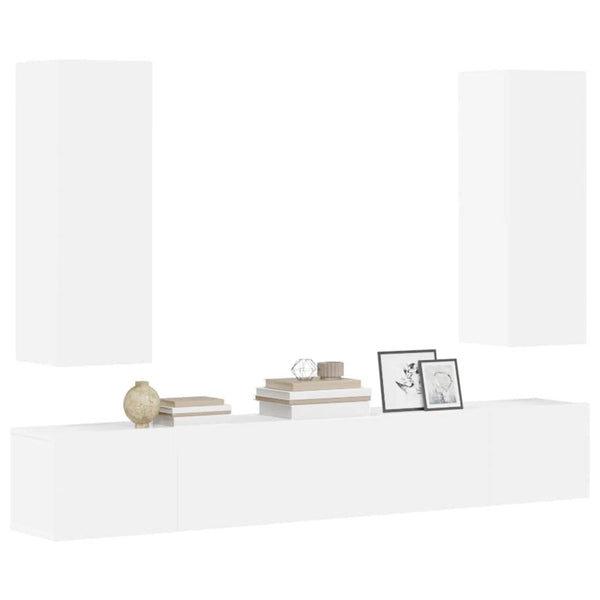 vidaXL 5-Piece TV Cabinet Set White Engineered Wood