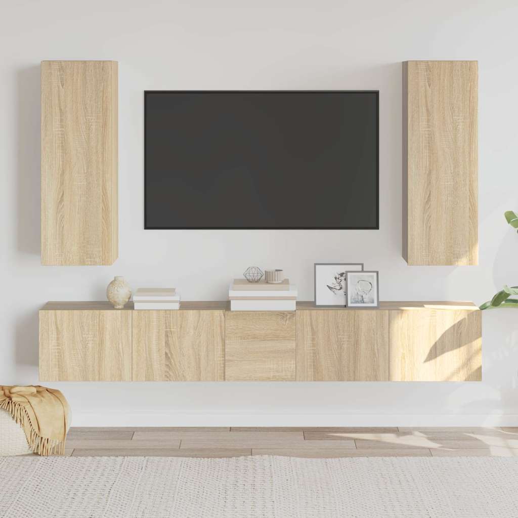 vidaXL 5-piece TV Cabinet Set Sonoma Oak Engineered Wood
