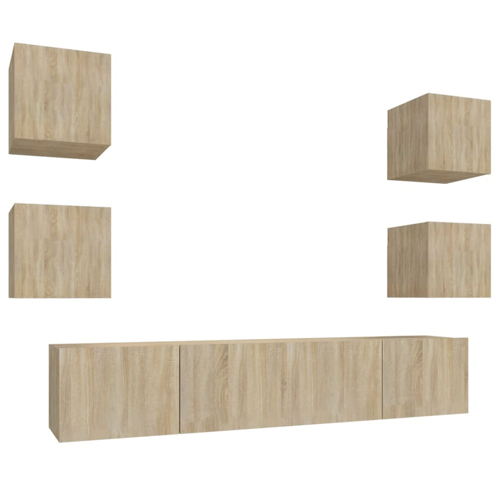 vidaXL 6-Piece TV Cabinet Set Sonoma Oak Engineered Wood