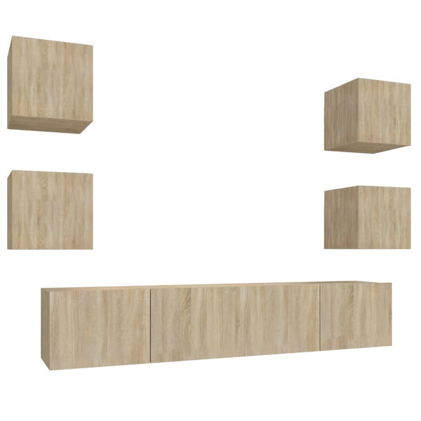 vidaXL 6-Piece TV Cabinet Set Sonoma Oak Engineered Wood