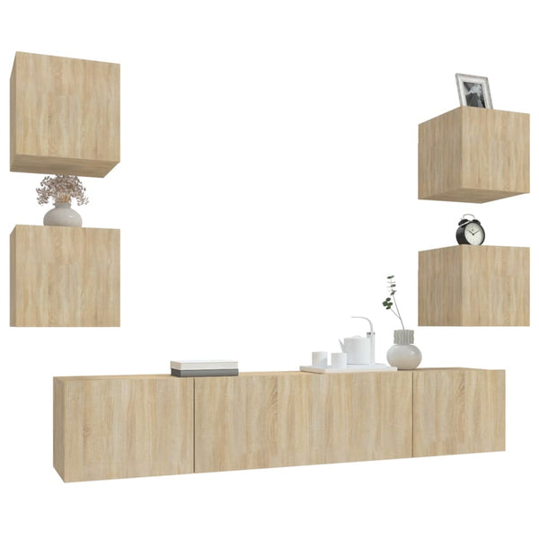 vidaXL 6-Piece TV Cabinet Set Sonoma Oak Engineered Wood