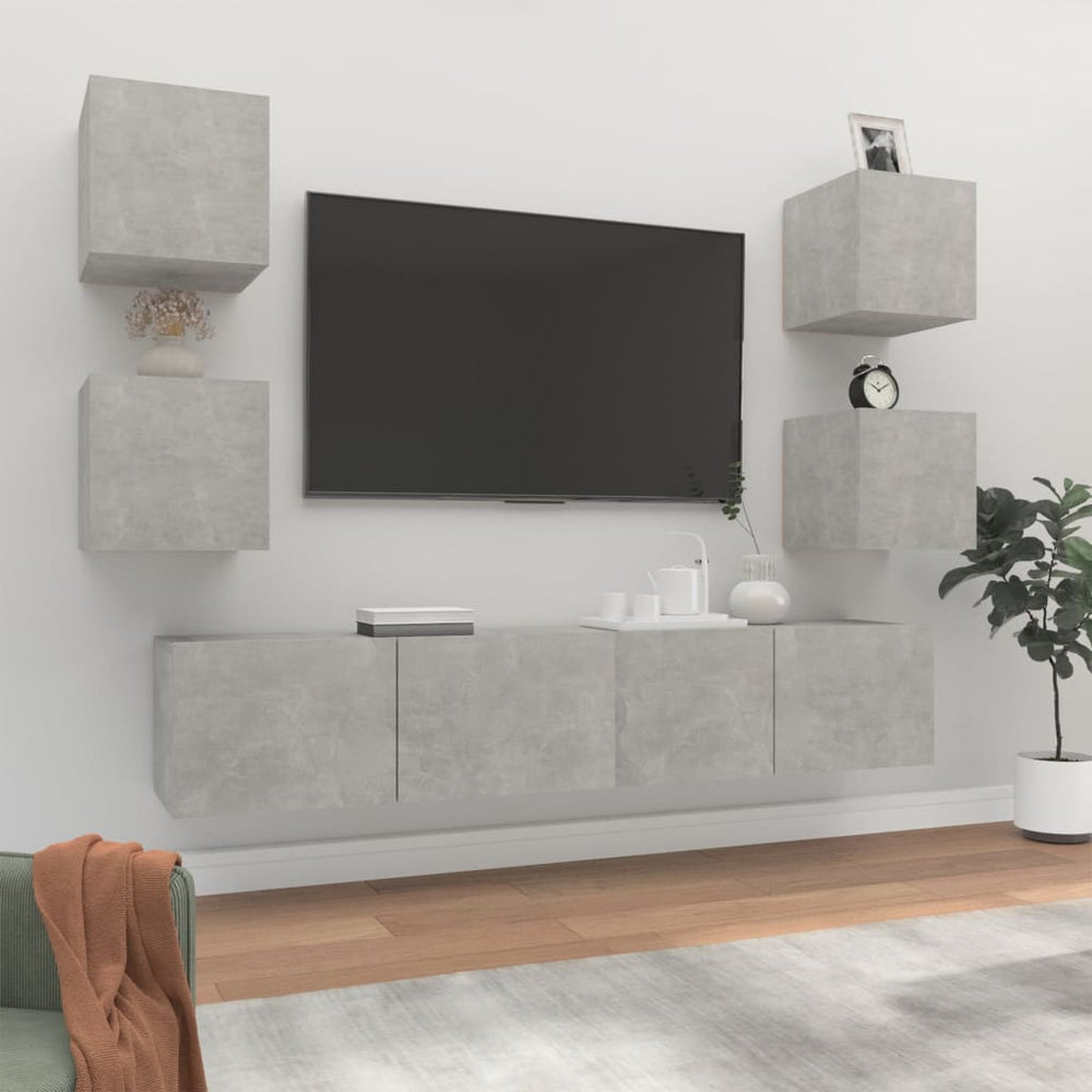 vidaXL 6-Piece TV Cabinet Set Concrete Grey Engineered Wood