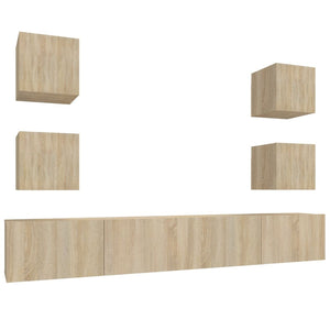 vidaXL 6-Piece TV Cabinet Set Sonoma Oak Engineered Wood