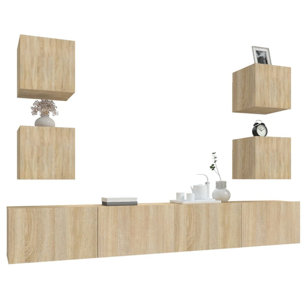 vidaXL 6-Piece TV Cabinet Set Sonoma Oak Engineered Wood