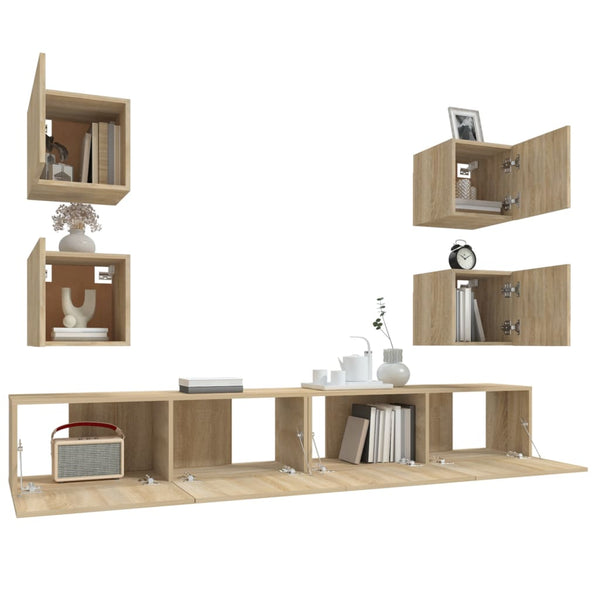 vidaXL 6-Piece TV Cabinet Set Sonoma Oak Engineered Wood