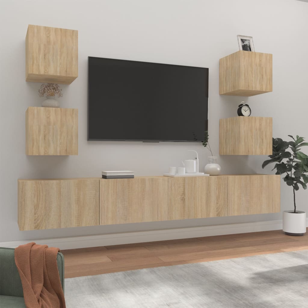 vidaXL 6-Piece TV Cabinet Set Sonoma Oak Engineered Wood