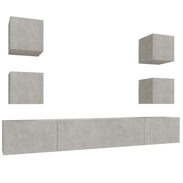 vidaXL 6-Piece TV Cabinet Set Concrete Grey Engineered Wood