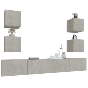 vidaXL 6-Piece TV Cabinet Set Concrete Grey Engineered Wood