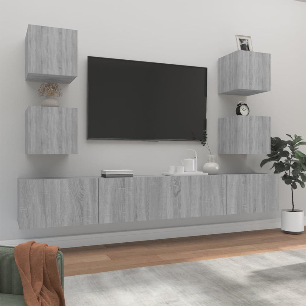 vidaXL 6-Piece TV Cabinet Set Sonoma Grey Engineered Wood