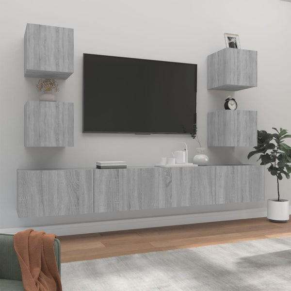 vidaXL 6-Piece TV Cabinet Set Sonoma Grey Engineered Wood