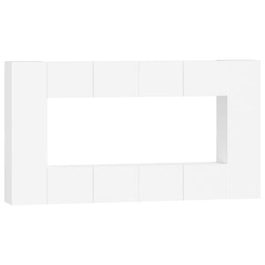 vidaXL 8-Piece TV Cabinet Set White Engineered Wood