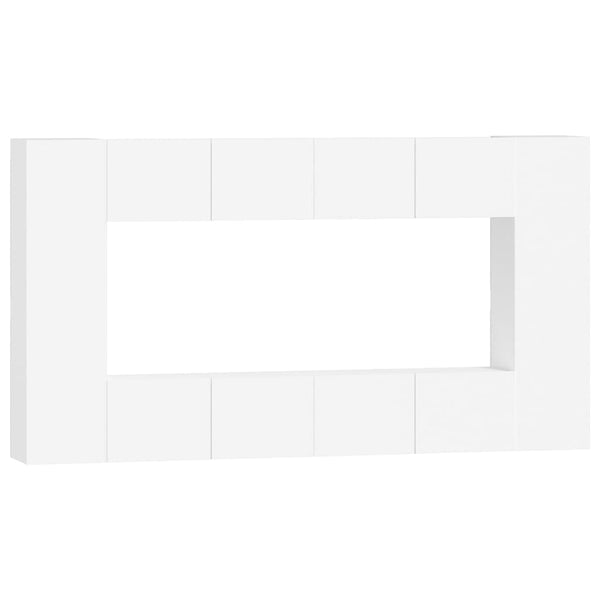 vidaXL 8-Piece TV Cabinet Set White Engineered Wood