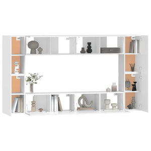 vidaXL 8-Piece TV Cabinet Set White Engineered Wood