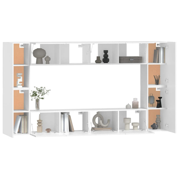 vidaXL 8-Piece TV Cabinet Set White Engineered Wood