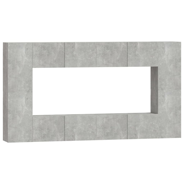 vidaXL 8-Piece TV Cabinet Set Concrete Grey Engineered Wood
