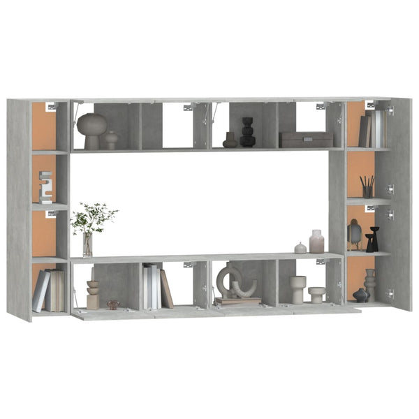 vidaXL 8-Piece TV Cabinet Set Concrete Grey Engineered Wood