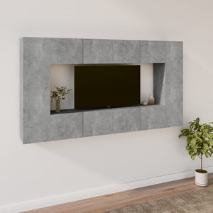 vidaXL 8-Piece TV Cabinet Set Concrete Grey Engineered Wood