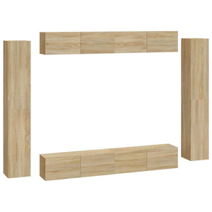 vidaXL 8-Piece TV Cabinet Set Sonoma Oak Engineered Wood