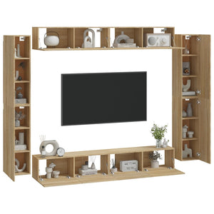 vidaXL 8-Piece TV Cabinet Set Sonoma Oak Engineered Wood