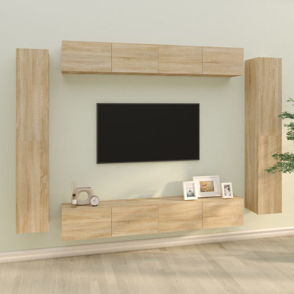 vidaXL 8-Piece TV Cabinet Set Sonoma Oak Engineered Wood