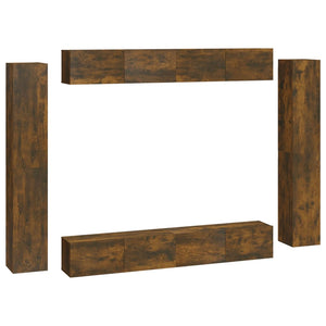 vidaXL 8-piece TV Cabinet Set Smoked Oak Engineered Wood