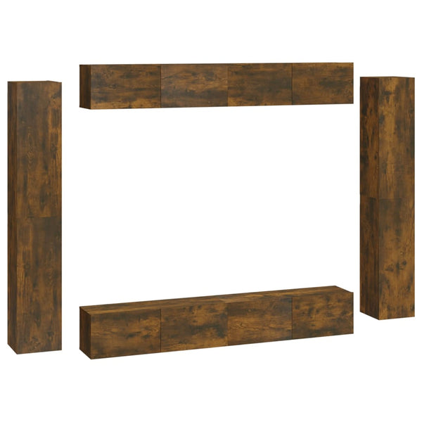 vidaXL 8-piece TV Cabinet Set Smoked Oak Engineered Wood