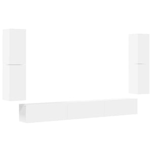 vidaXL 7-Piece TV Cabinet Set White Engineered Wood