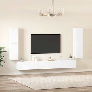 vidaXL 7-Piece TV Cabinet Set White Engineered Wood