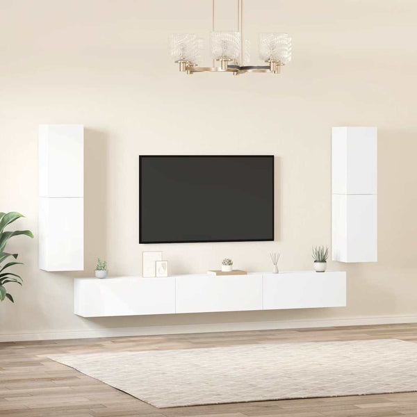 vidaXL 7-Piece TV Cabinet Set White Engineered Wood