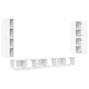 vidaXL 7-Piece TV Cabinet Set White Engineered Wood