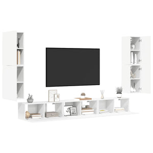 vidaXL 7-Piece TV Cabinet Set White Engineered Wood