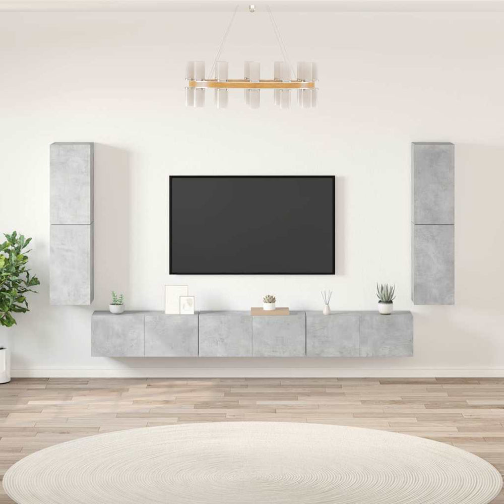 vidaXL 7-Piece TV Cabinet Set Concrete Grey Engineered Wood