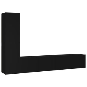 vidaXL 4-Piece TV Cabinet Set Black Engineered Wood